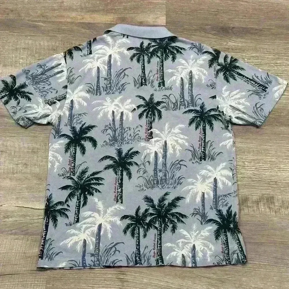 Ralph Lauren Chaps Hawaiian Shirt Mens Large Blue Floral Tropical Button Up Camp - Picture 12 of 13